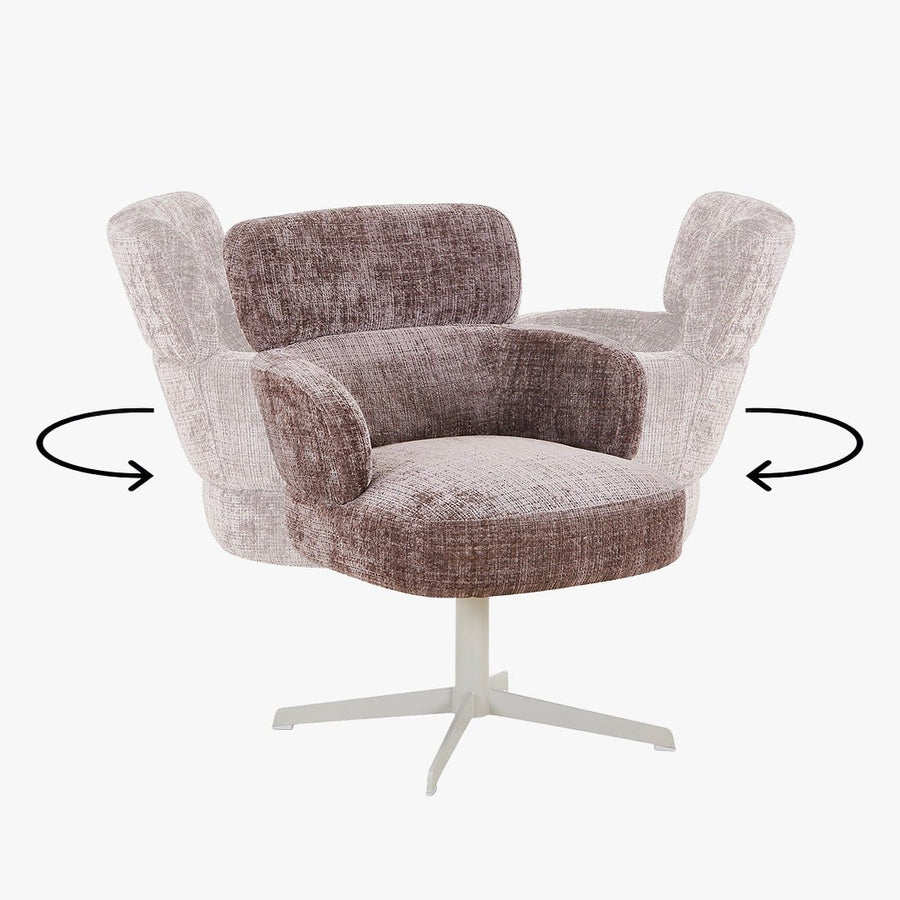 NEJYA Fauteuil en tissu taupe pieds en métal gris — aperçu vidéo