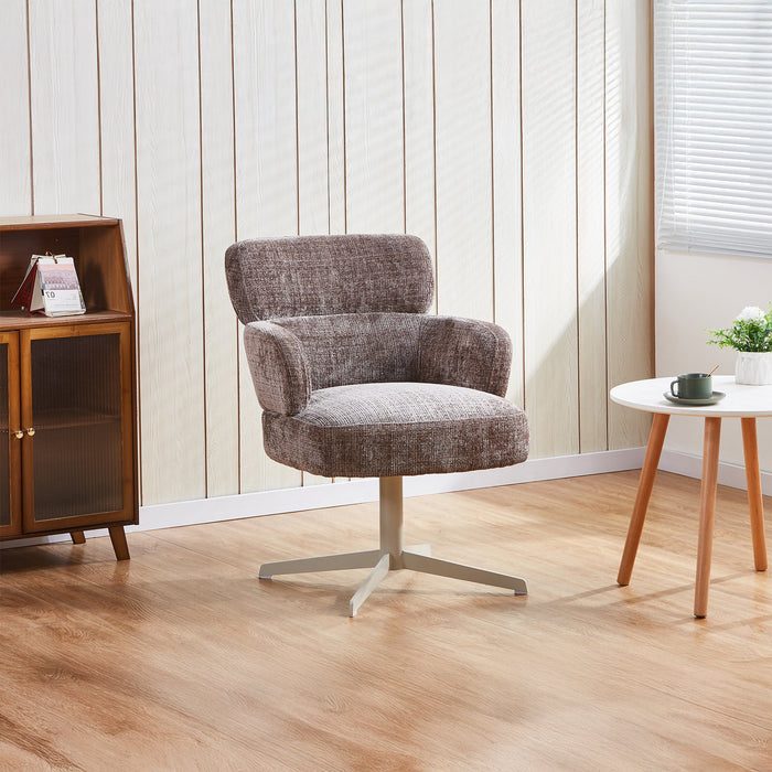 NEJYA Fauteuil en tissu taupe pieds en métal gris