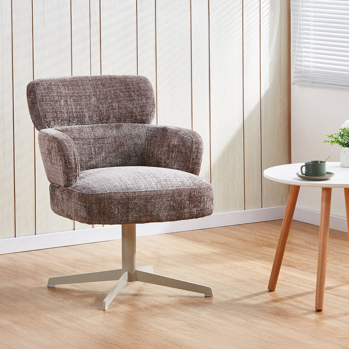 NEJYA Fauteuil en tissu taupe pieds en métal gris