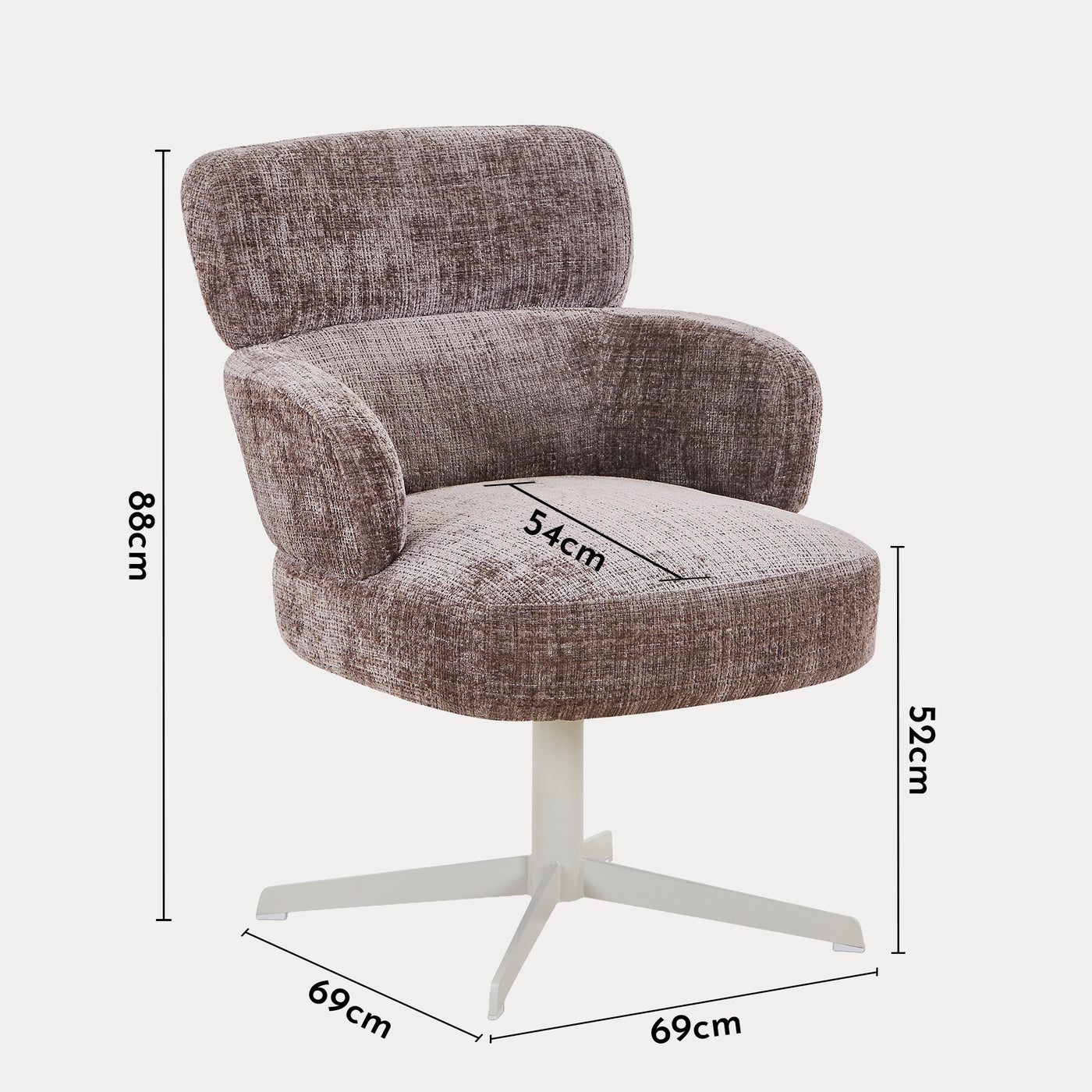 NEJYA Fauteuil en tissu taupe pieds en métal gris