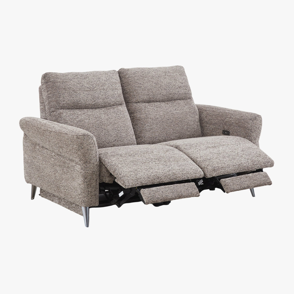 NELSON Canapé 2 places relax électrique en tissu taupe - Canapé relax - Mobilier Deco