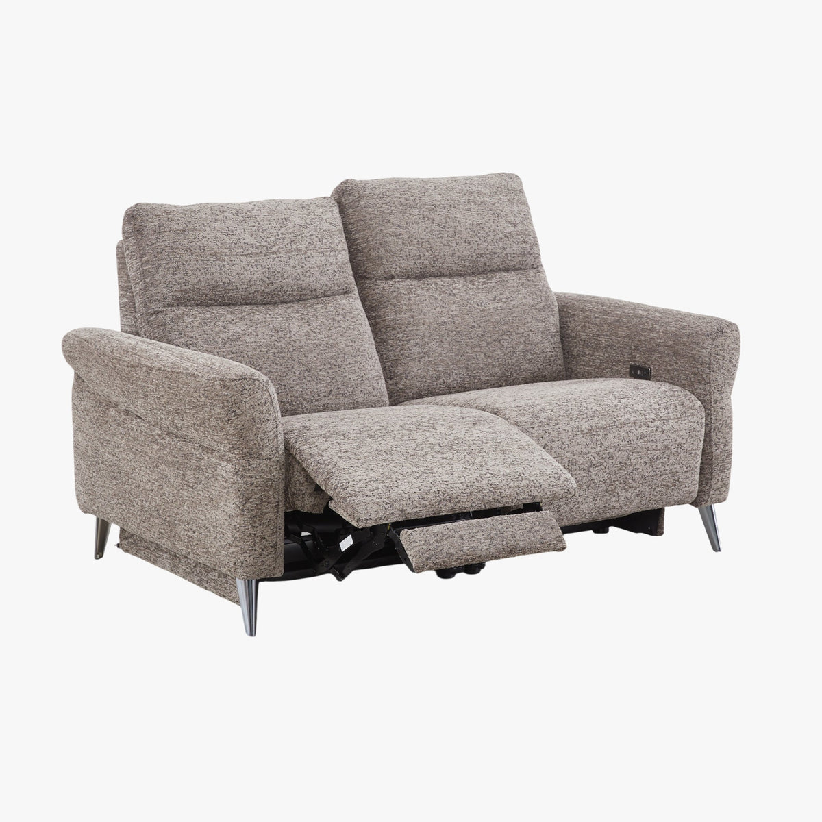 NELSON Canapé 2 places relax électrique en tissu taupe - Canapé relax - Mobilier Deco