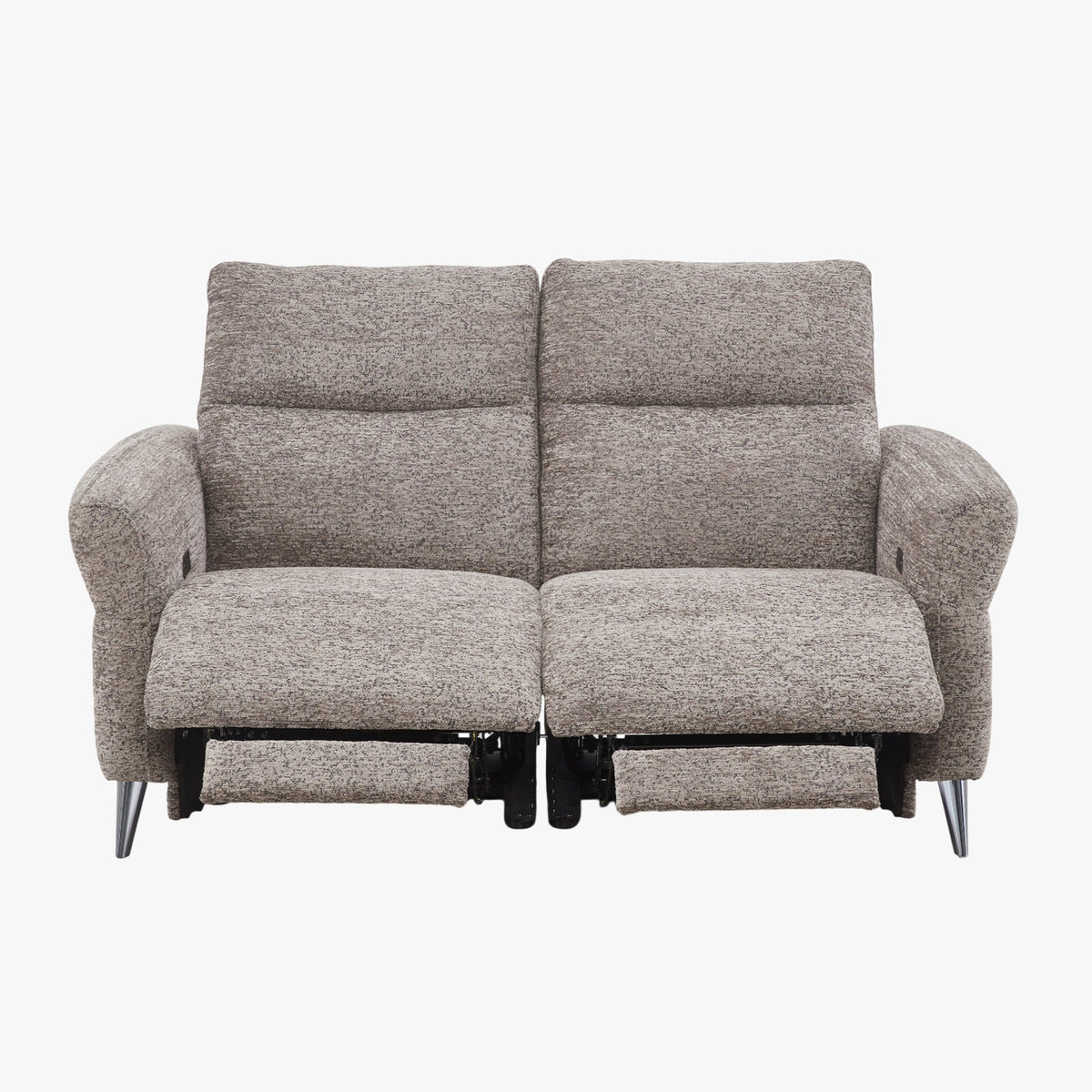 NELSON Canapé 2 places relax électrique en tissu taupe - Canapé relax - Mobilier Deco