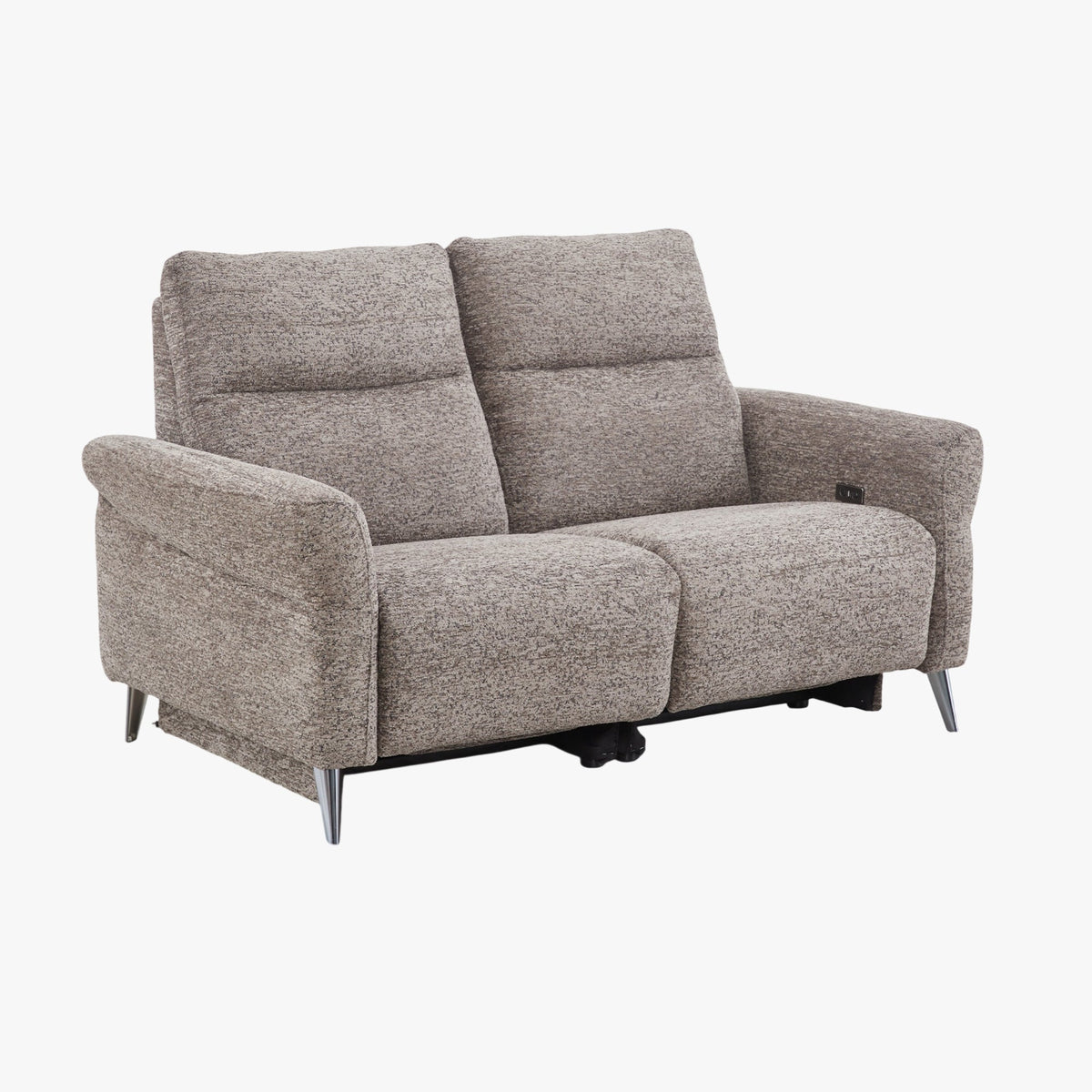 NELSON Canapé 2 places relax électrique en tissu taupe - Canapé relax - Mobilier Deco