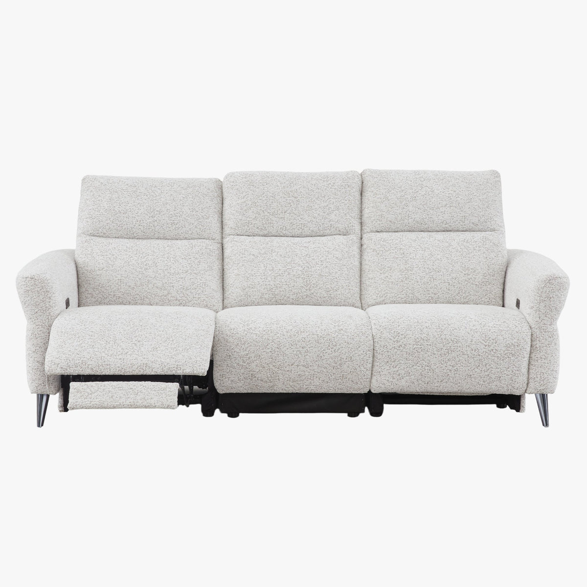 NELSON Canapé 3 places relax électrique avec porte gobelets et chargeur sans fil en tissu beige - Canapé relax - Mobilier Deco