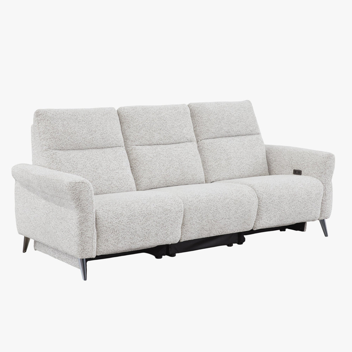 NELSON Canapé 3 places relax électrique avec porte gobelets et chargeur sans fil en tissu beige - Canapé relax - Mobilier Deco