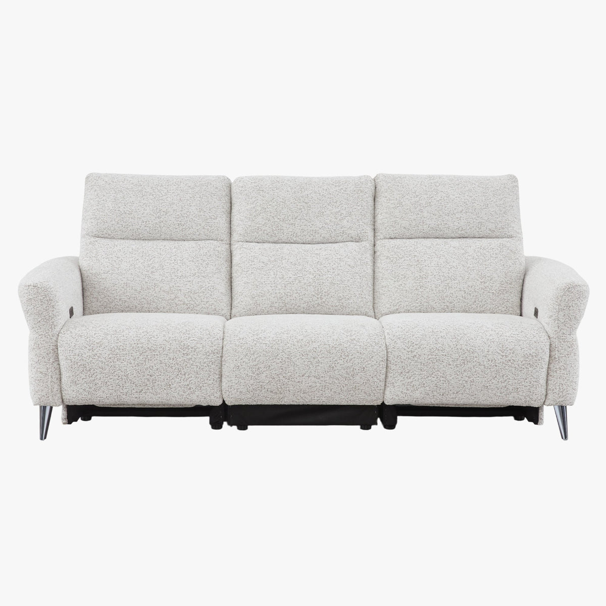 NELSON Canapé 3 places relax électrique avec porte gobelets et chargeur sans fil en tissu beige - Canapé relax - Mobilier Deco