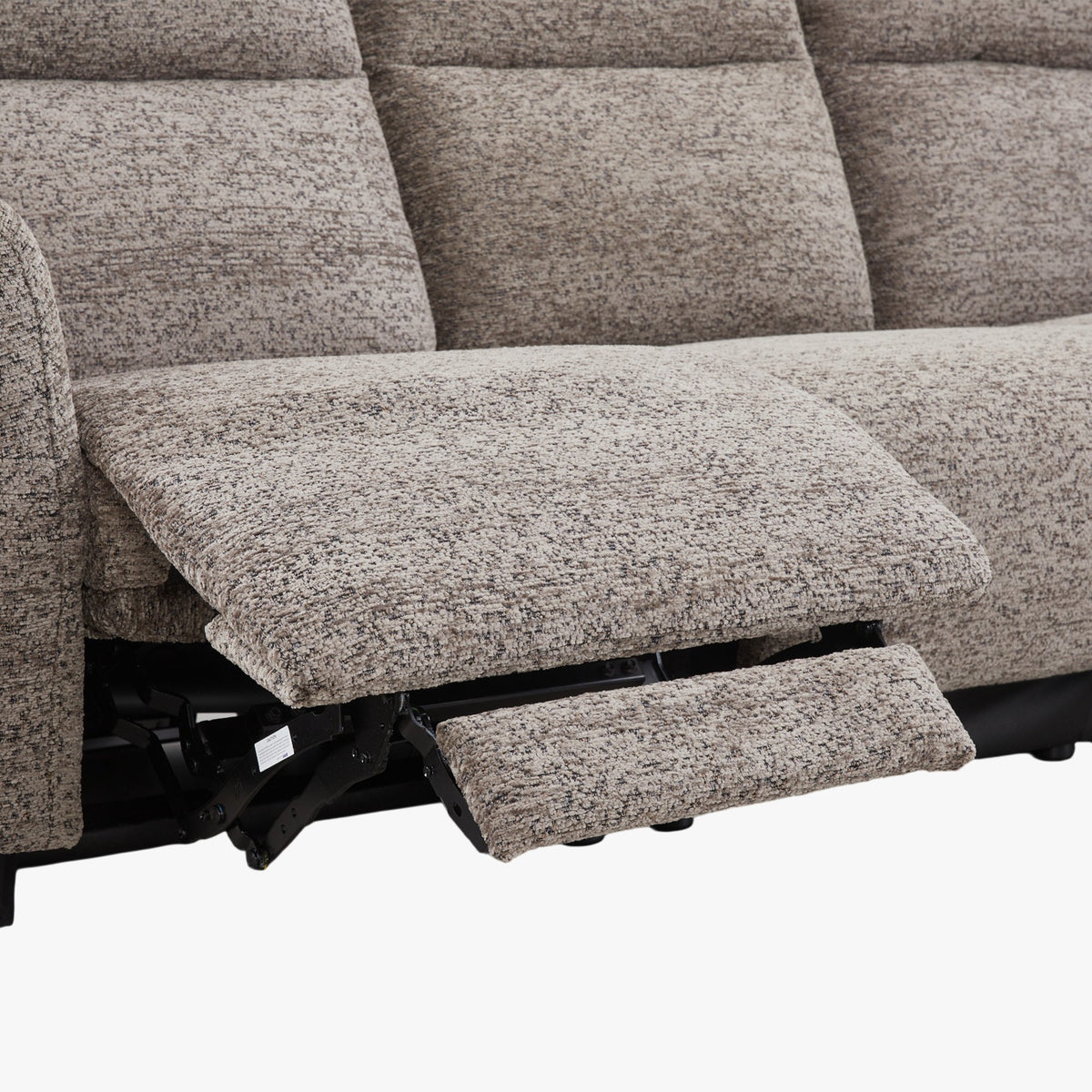 NELSON Canapé 3 places relax électrique avec porte gobelets et chargeur sans fil en tissu taupe - Canapé relax - Mobilier Deco