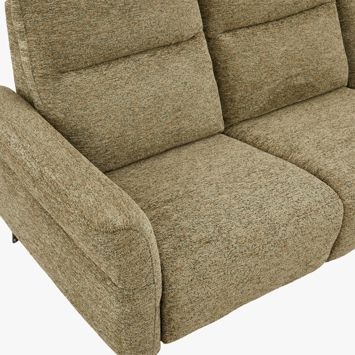 NELSON Canapé 3 places relax électrique avec porte gobelets et chargeur sans fil en tissu vert - Canapé relax - Mobilier Deco