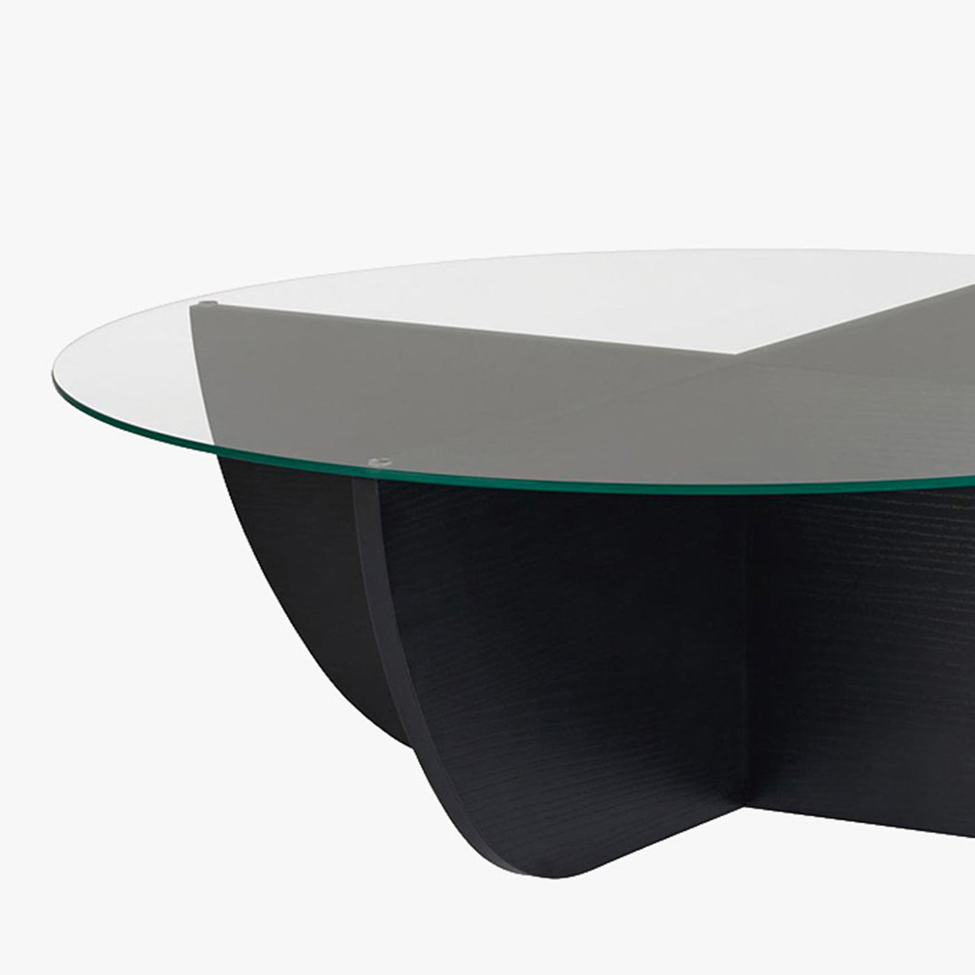 NESIA Table basse en verre piètement couleur bois noir D90 cm - Table basse - Mobilier Deco