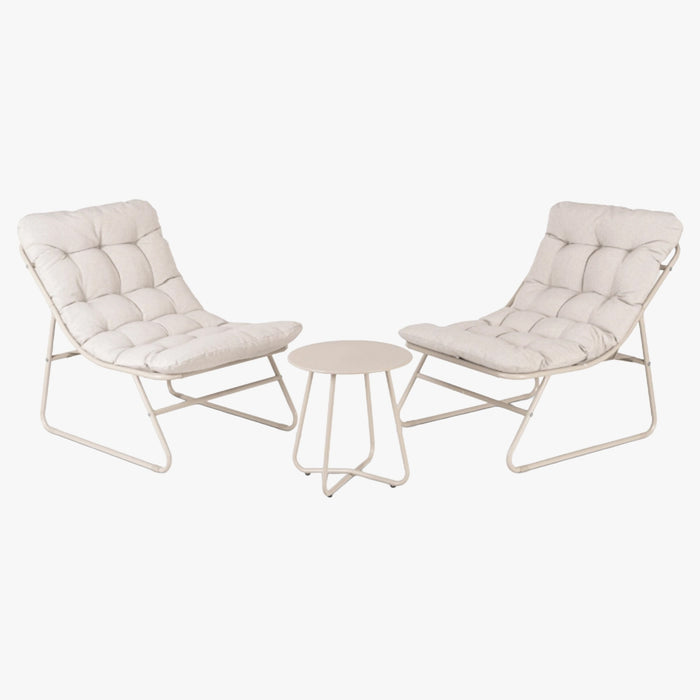 NIKEA Ensemble de mobilier de jardin 2 places avec table en verre