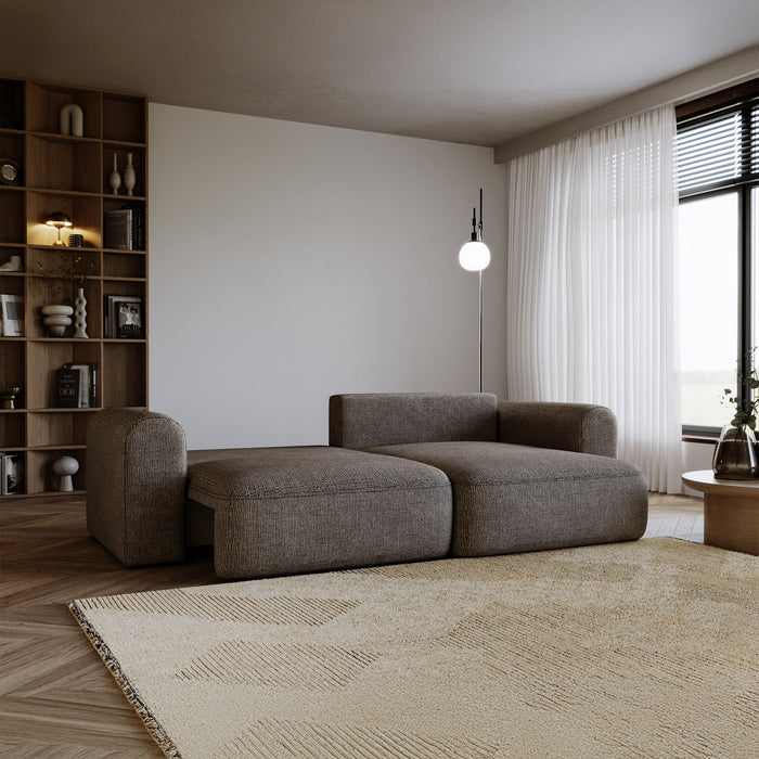 NIRA Canapé d'angle convertible réversible avec coffre en tissu gris