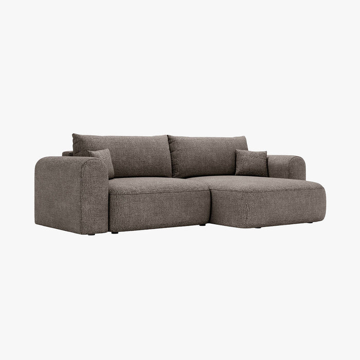 NIRA Canapé d'angle convertible réversible avec coffre en tissu gris