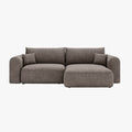 NIRA Canapé d'angle convertible réversible avec coffre en tissu gris