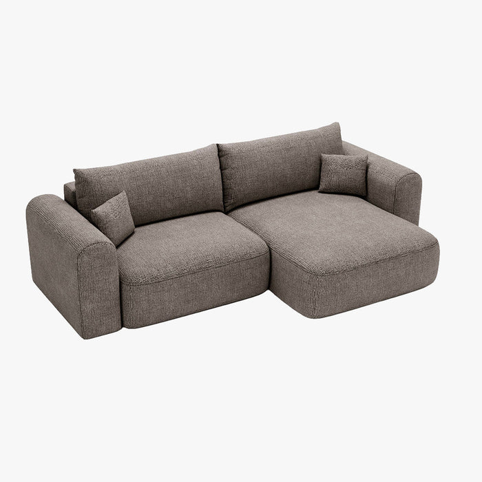 NIRA Canapé d'angle convertible réversible avec coffre en tissu gris