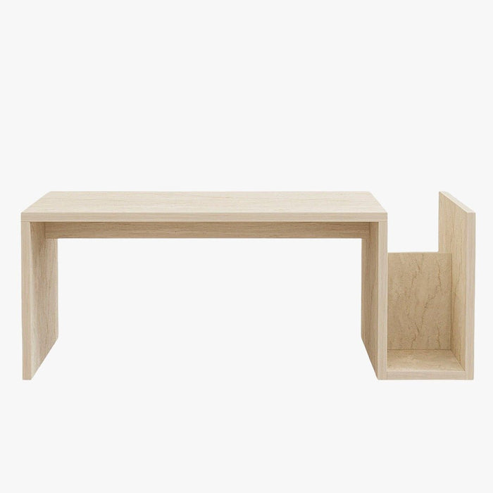 NOAH Table basse rectangulaire beige avec rangement intégré