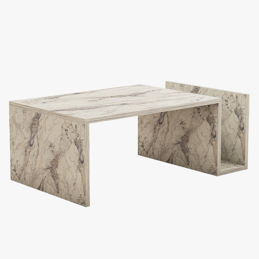 NOAH Table basse rectangulaire couleur marbre avec rangement intégré - Table basse - Mobilier Deco