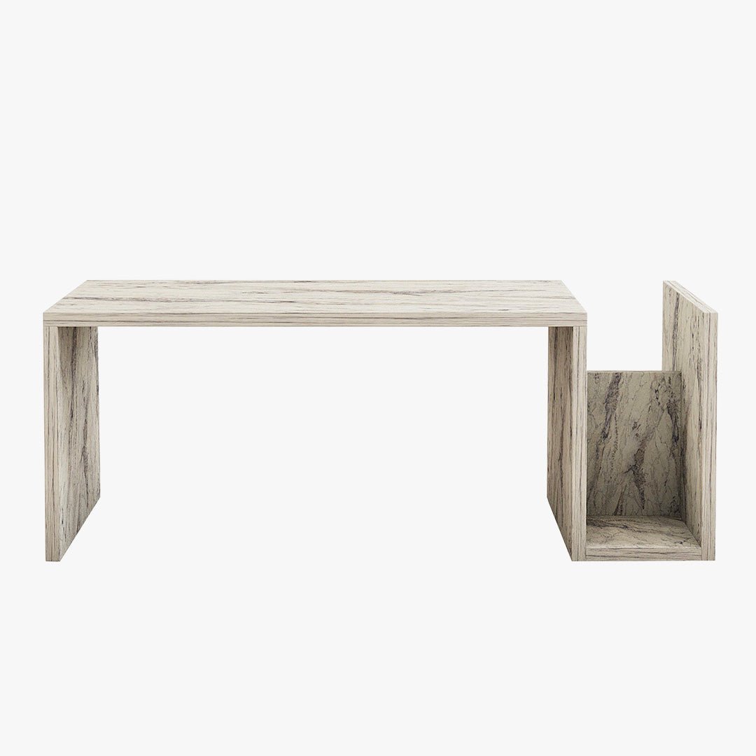 NOAH Table basse rectangulaire couleur marbre avec rangement intégré - Table basse - Mobilier Deco