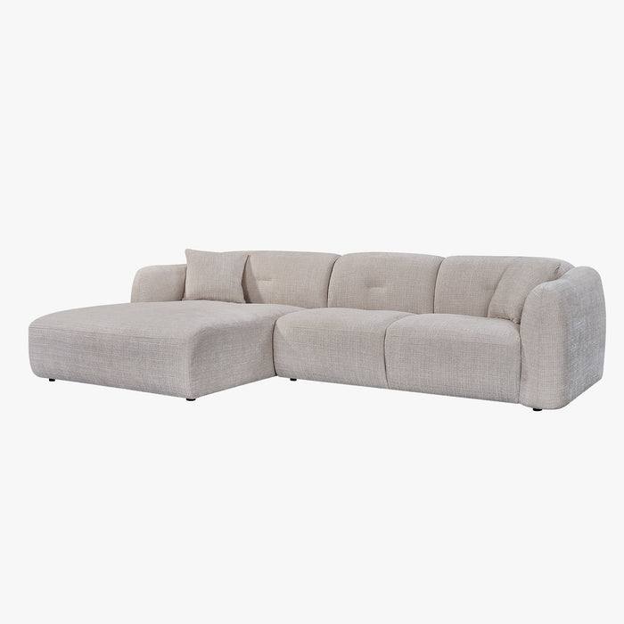 NOELIA Canapé d'angle en tissu capitonné beige - Angle gauche