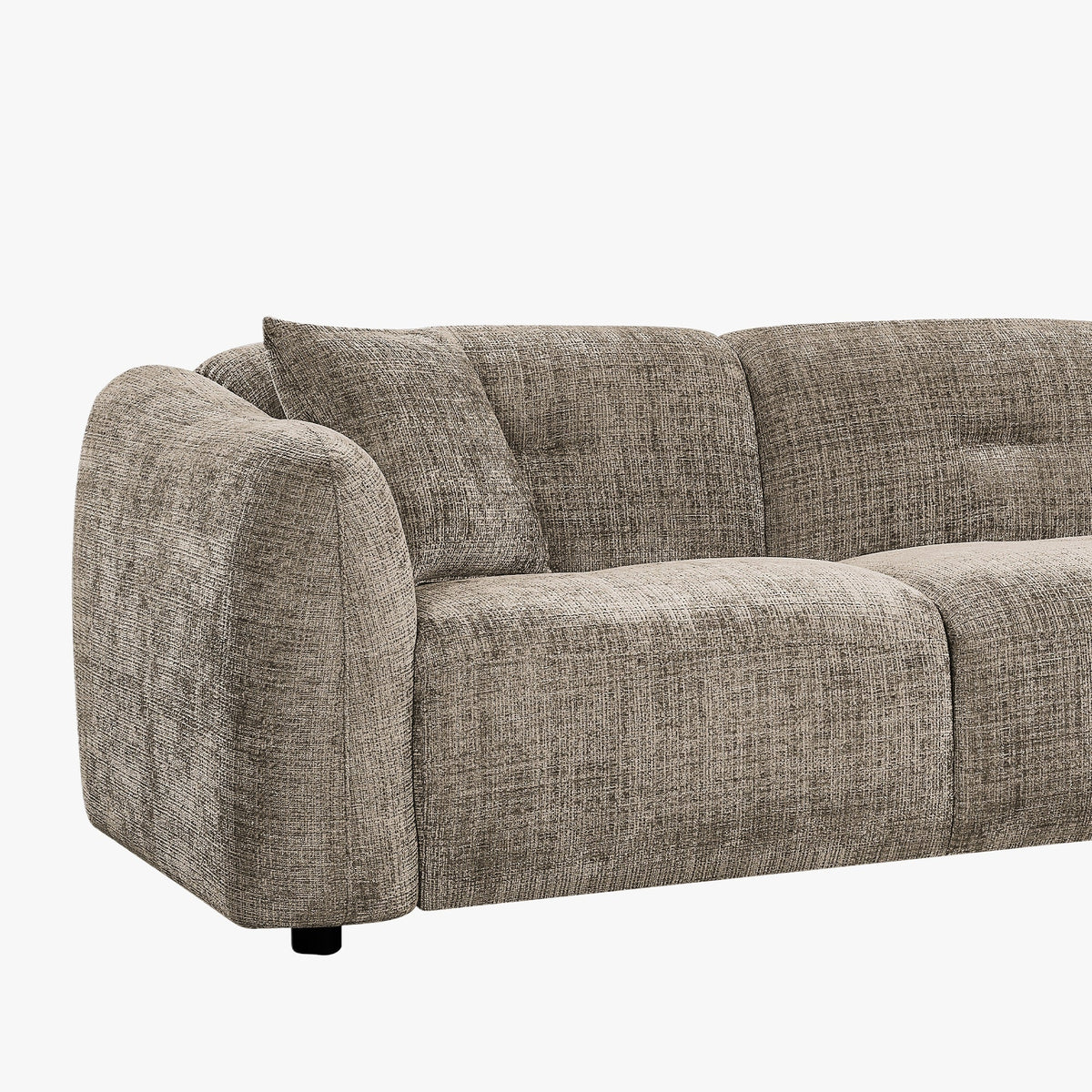 NOELIA Canapé d'angle en tissu capitonné taupe - Angle droit - Canapés d'angle - Mobilier Deco
