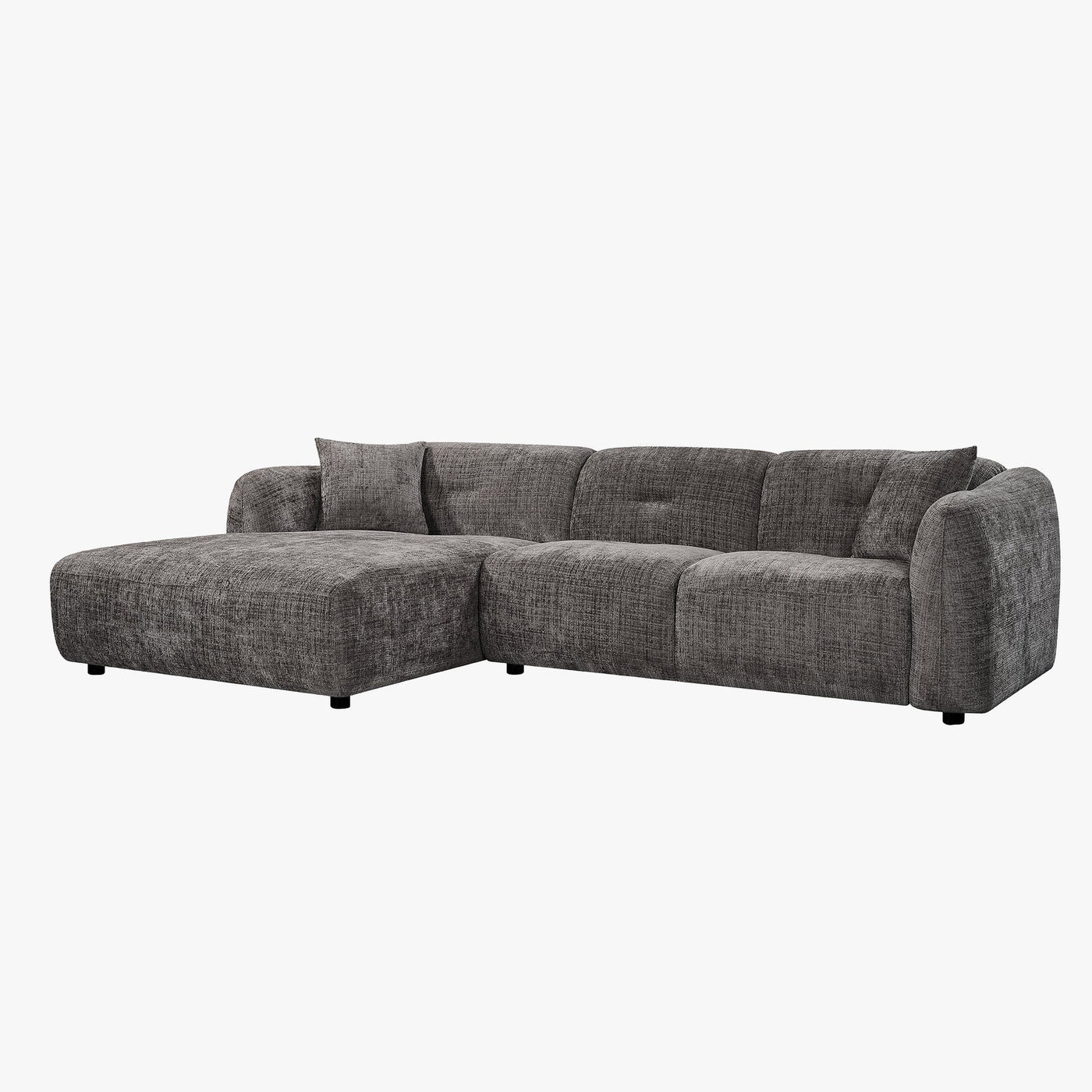 NOELIA Canapé d'angle en tissu capitonné taupe - Angle gauche - Canapés d'angle - Mobilier Deco
