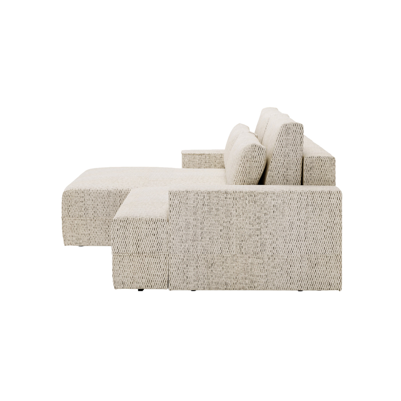 NOEMIA Canapé d'angle convertible avec coffre en tissu beige - Angle gauche