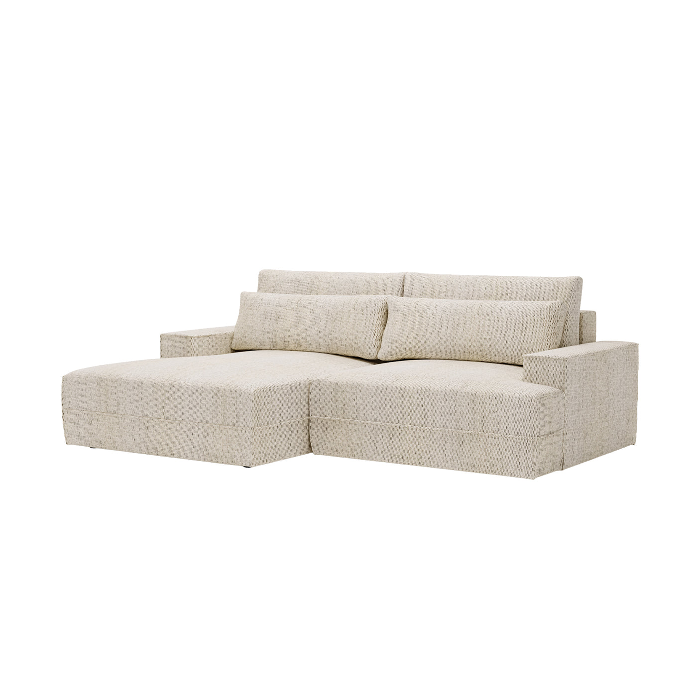 NOEMIA Canapé d'angle convertible avec coffre en tissu beige - Angle gauche