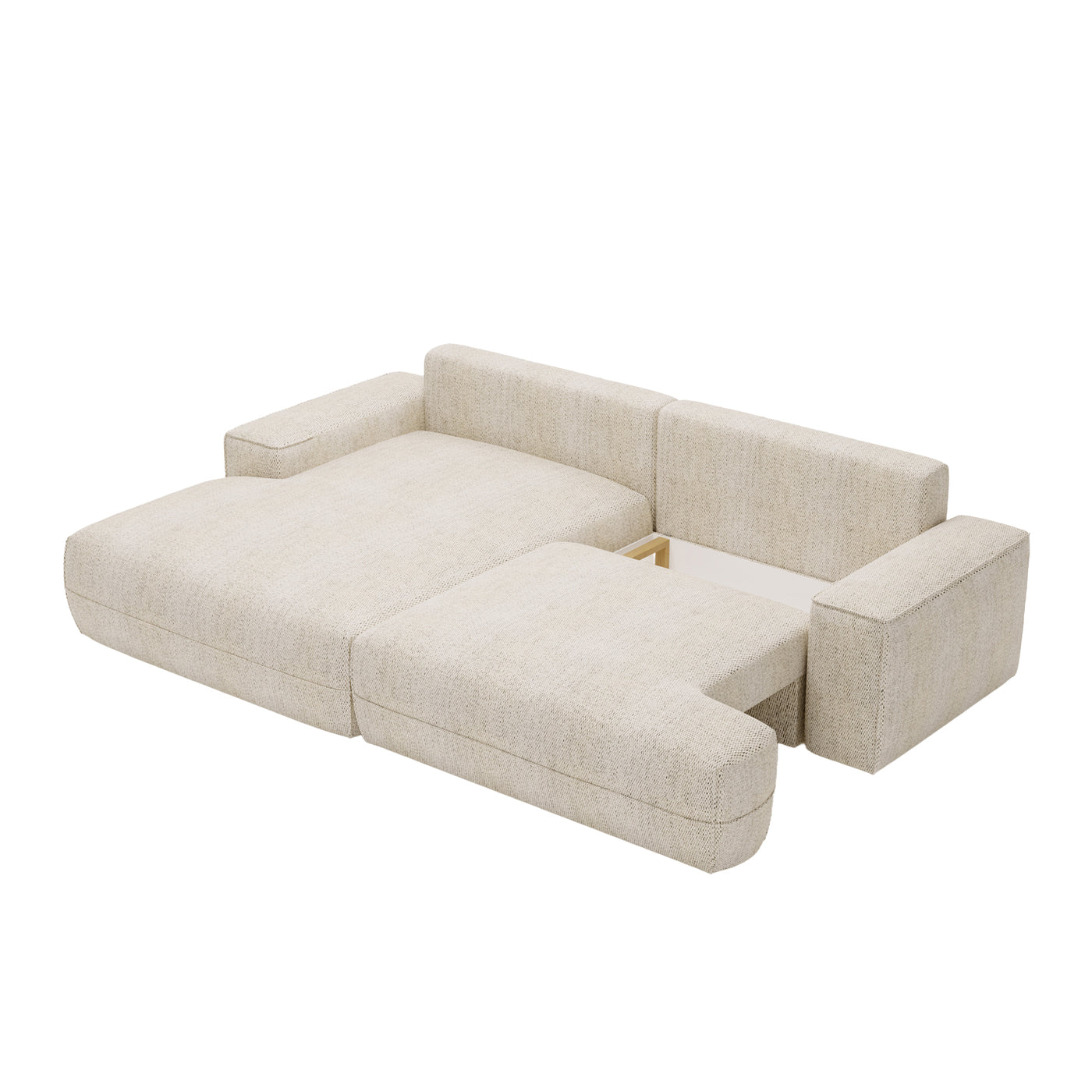 NOEMIA Canapé d'angle convertible avec coffre en tissu beige - Angle gauche
