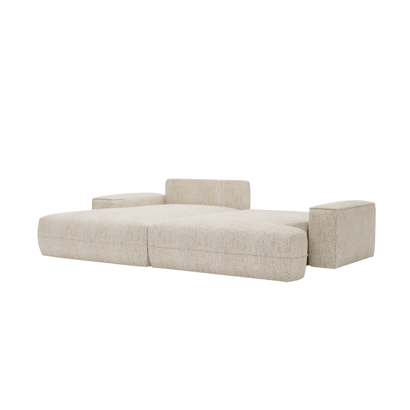 NOEMIA Canapé d'angle convertible avec coffre en tissu beige - Angle gauche