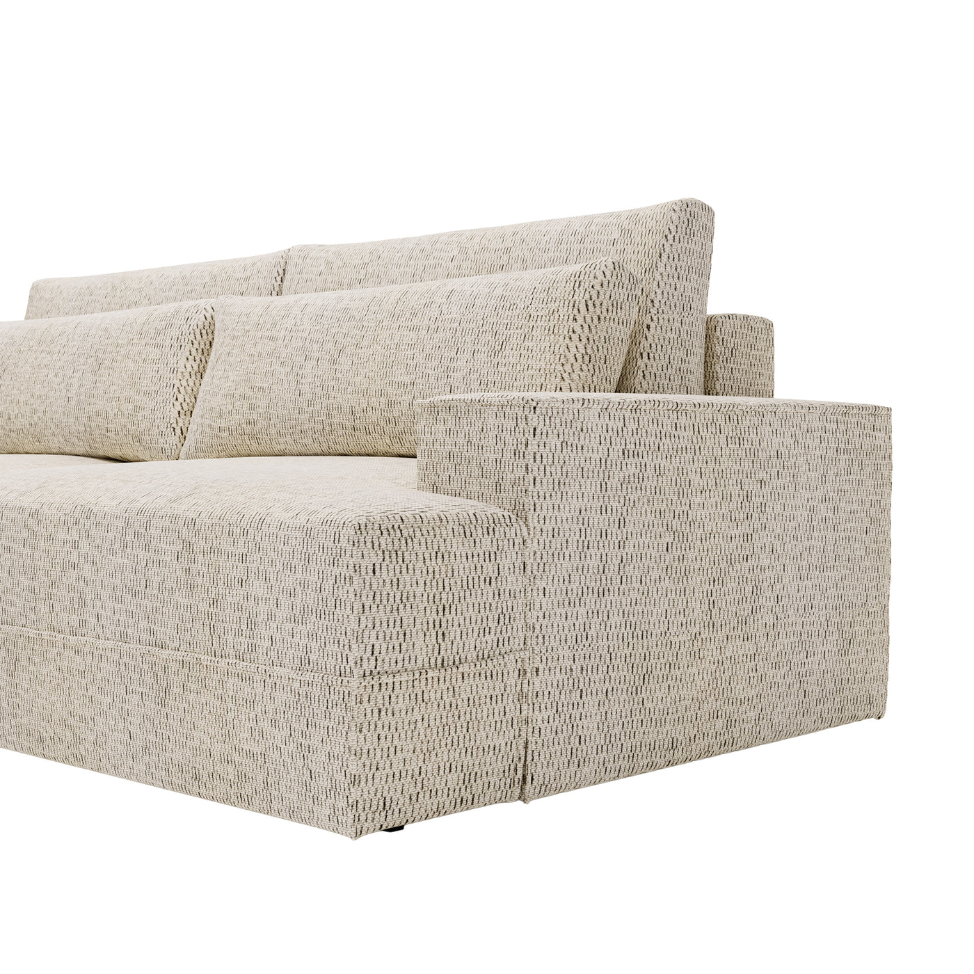 NOEMIA Canapé d'angle convertible avec coffre en tissu beige - Angle gauche