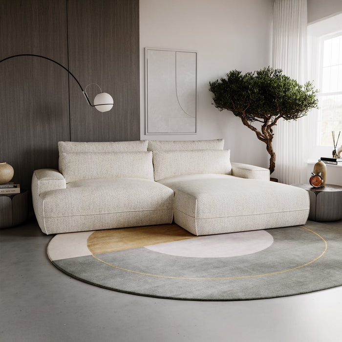 NOEMIA Canapé d'angle convertible avec coffre en tissu beige - Angle droit