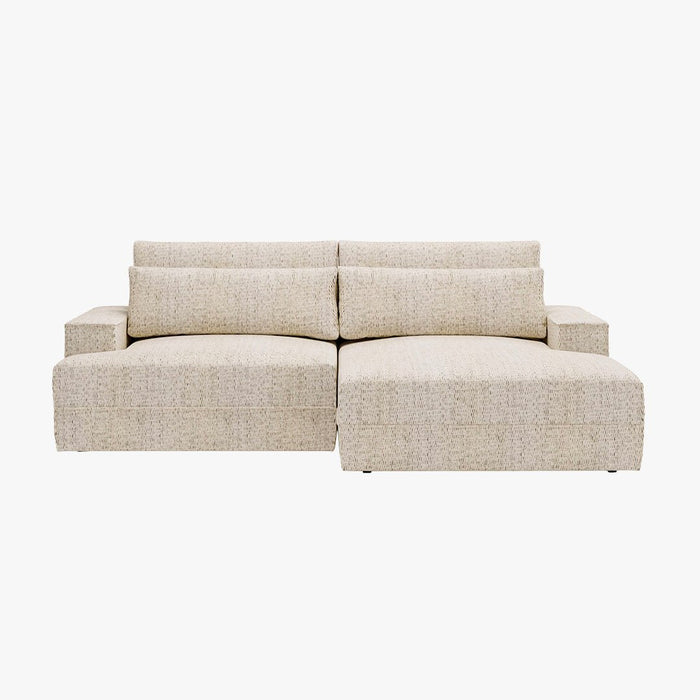NOEMIA Canapé d'angle convertible avec coffre en tissu beige - Angle droit
