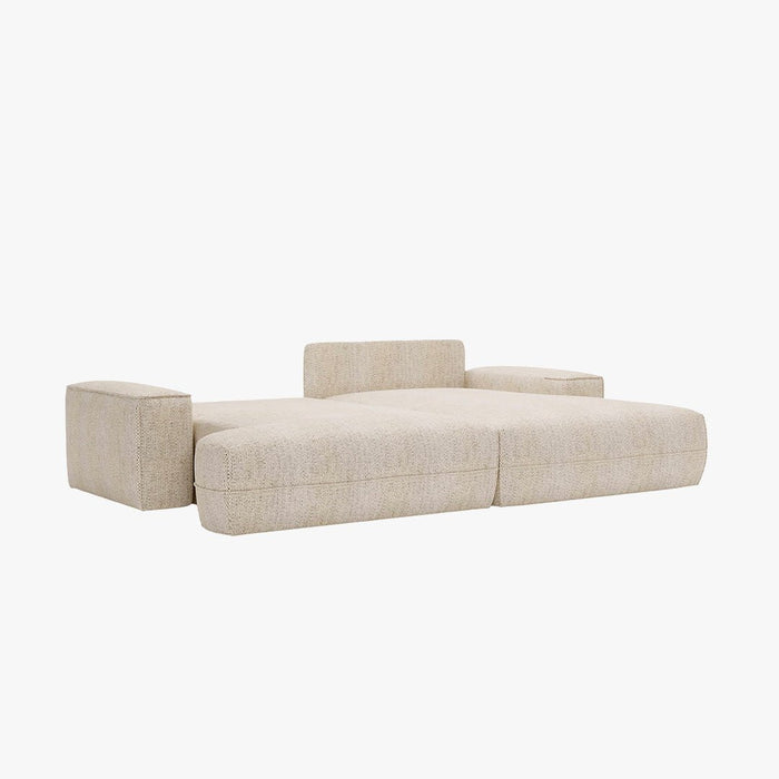 NOEMIA Canapé d'angle convertible avec coffre en tissu beige - Angle droit