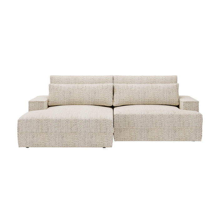 NOEMIA Canapé d'angle convertible avec coffre en tissu beige - Angle gauche