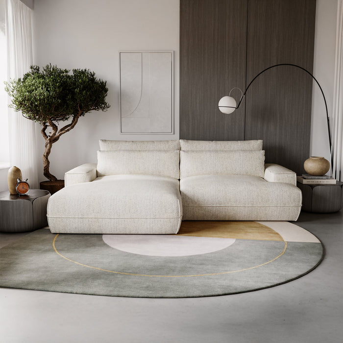 NOEMIA Canapé d'angle convertible avec coffre en tissu beige - Angle gauche