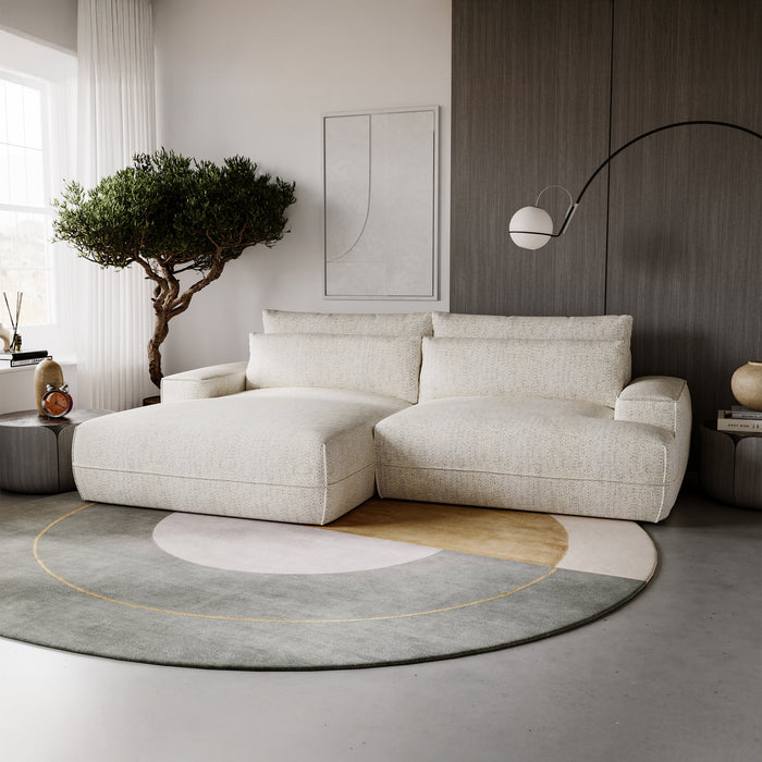 NOEMIA Canapé d'angle convertible avec coffre en tissu beige - Angle gauche