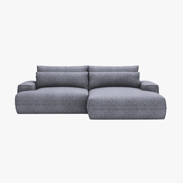 NOEMIA Canapé d'angle convertible avec coffre en tissu gris clair - Angle droit