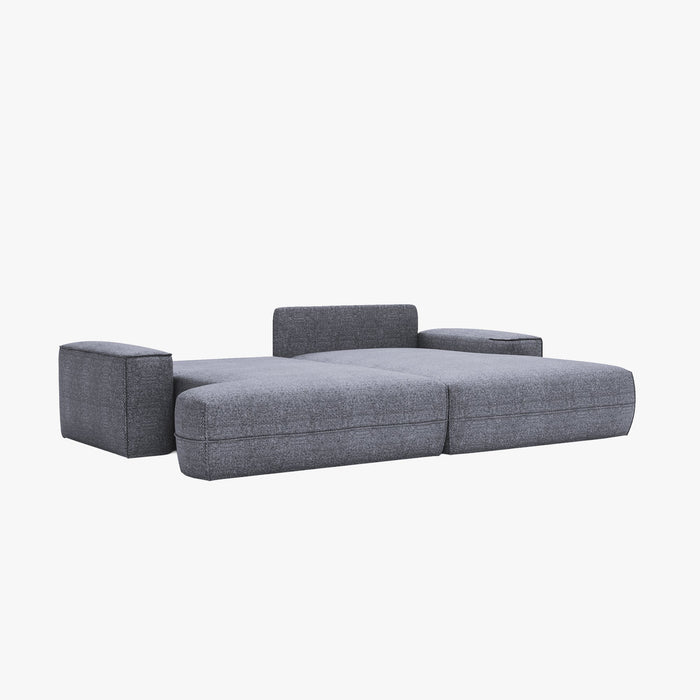 NOEMIA Canapé d'angle convertible avec coffre en tissu gris clair - Angle droit