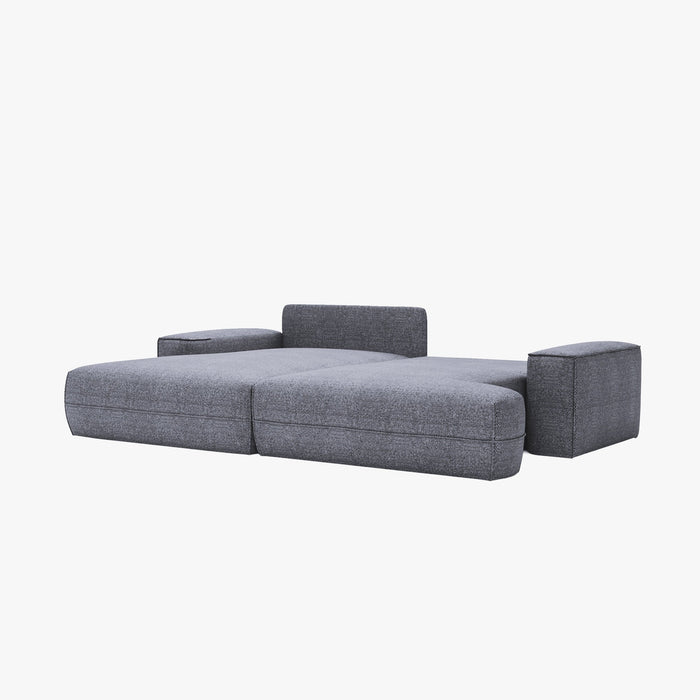 NOEMIA Canapé d'angle convertible avec coffre en tissu gris clair - Angle gauche