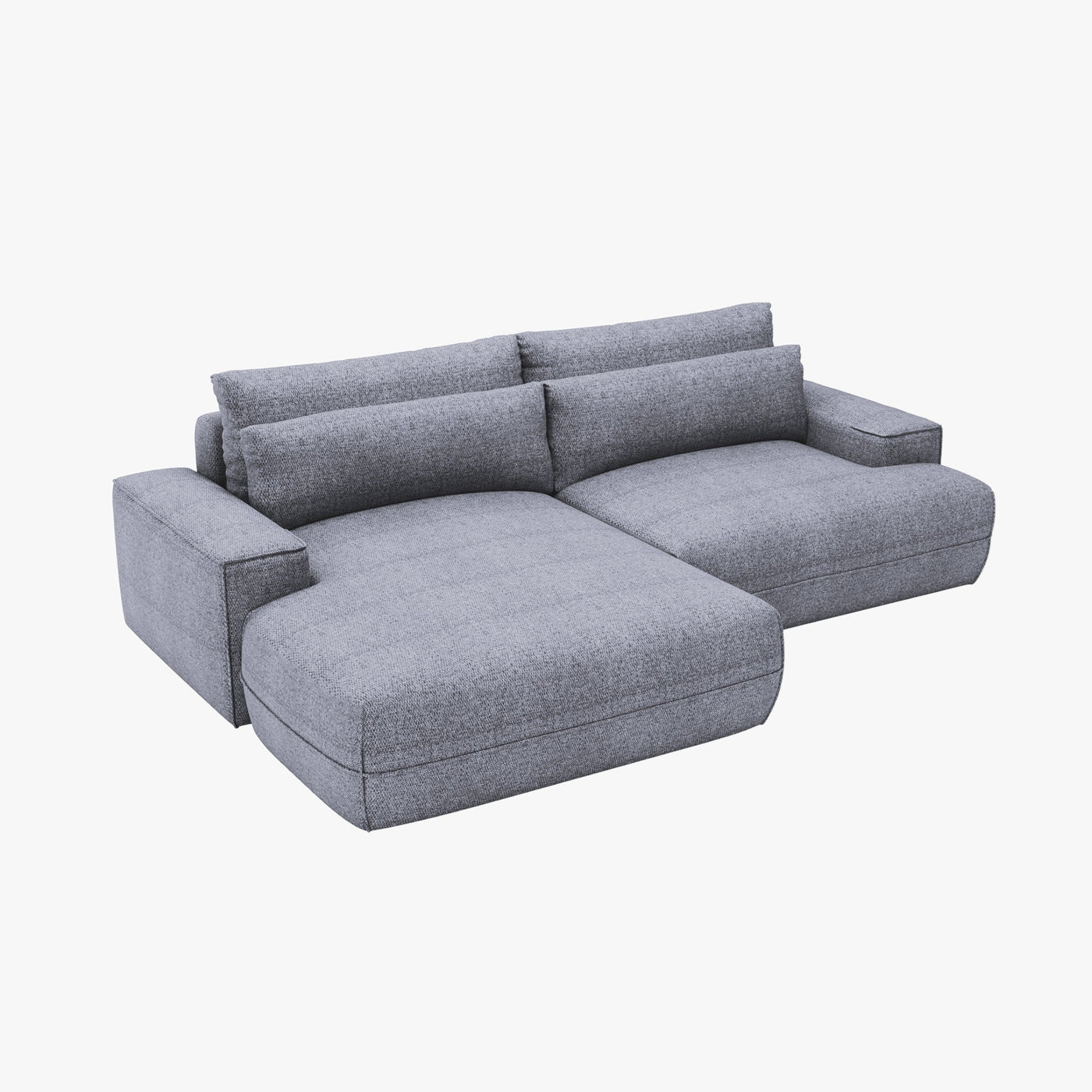 NOEMIA Canapé d'angle convertible avec coffre en tissu gris clair - Angle gauche - Canapé d'angle convertible - Mobilier Deco