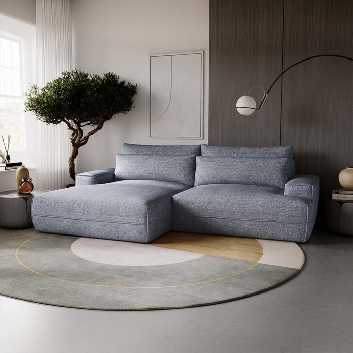 NOEMIA Canapé d'angle convertible avec coffre en tissu gris clair - Angle gauche