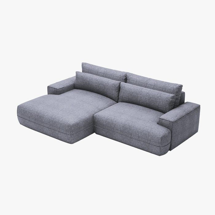 NOEMIA Canapé d'angle convertible avec coffre en tissu gris clair - Angle gauche