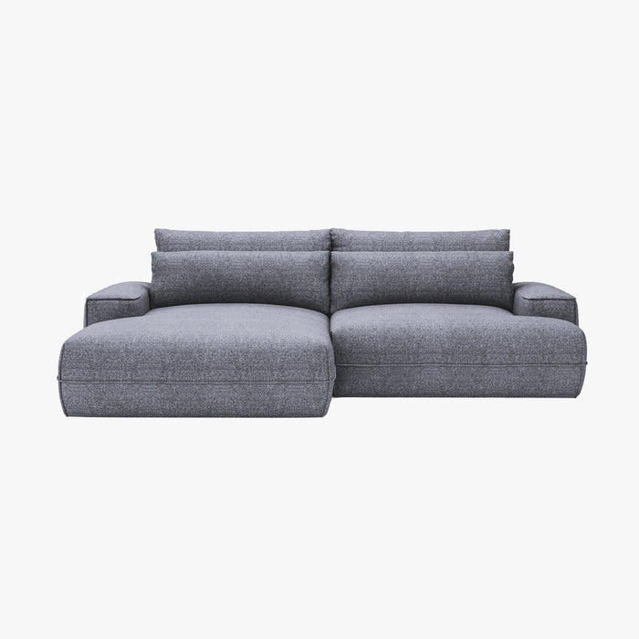 NOEMIA Canapé d'angle convertible avec coffre en tissu gris clair - Angle gauche
