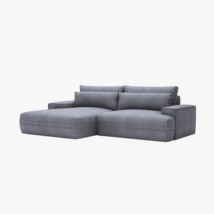NOEMIA Canapé d'angle convertible avec coffre en tissu gris clair - Angle gauche