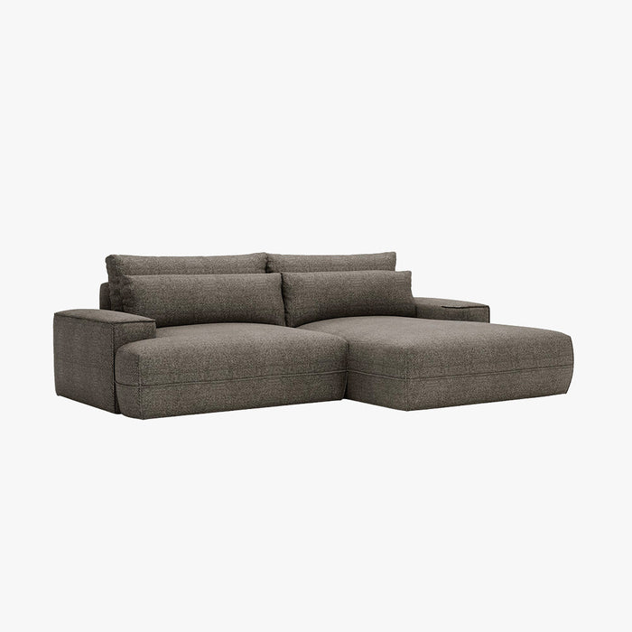 NOEMIA Canapé d'angle convertible avec coffre en tissu taupe - Angle droit