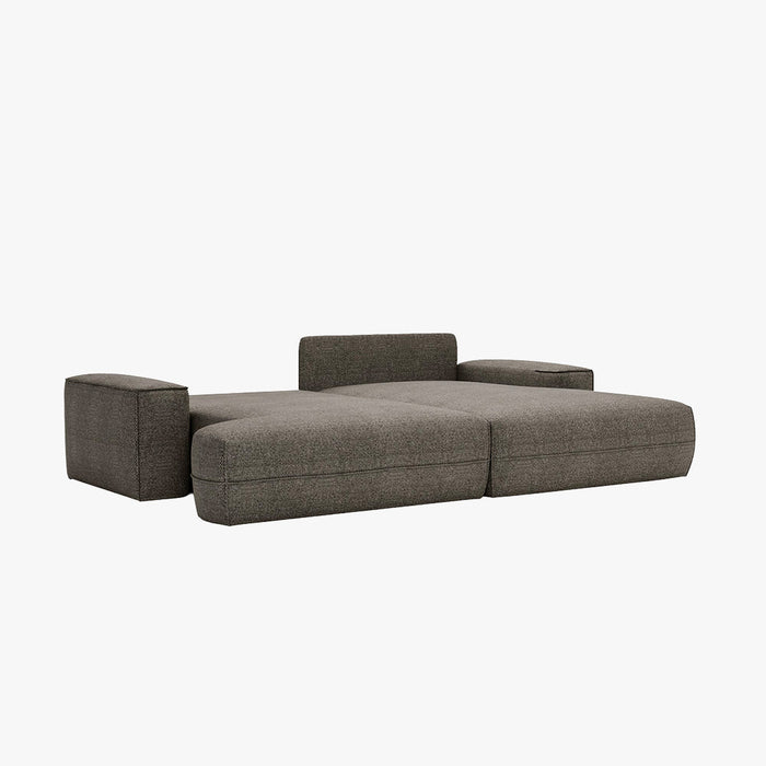 NOEMIA Canapé d'angle convertible avec coffre en tissu taupe - Angle droit