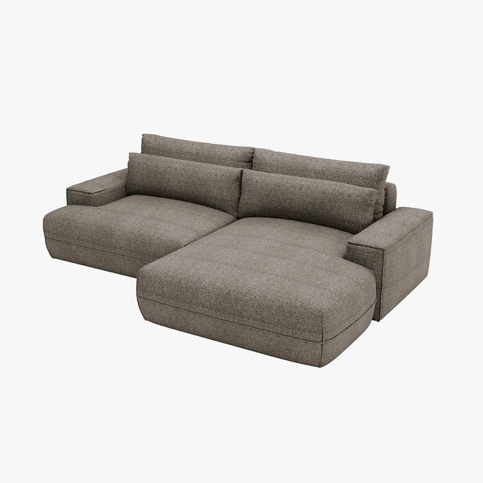 NOEMIA Canapé d'angle convertible avec coffre en tissu taupe - Angle droit