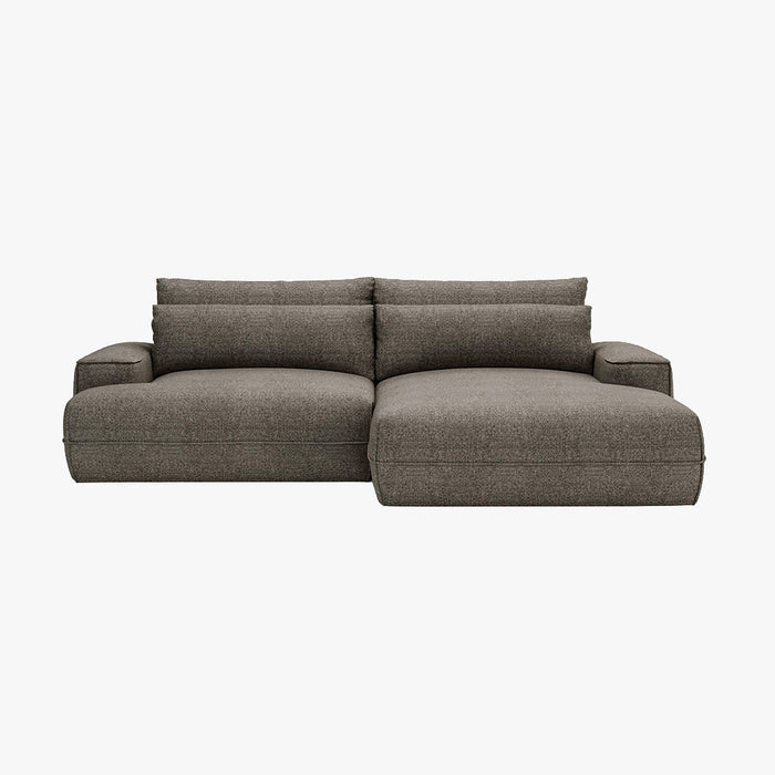NOEMIA Canapé d'angle convertible avec coffre en tissu taupe - Angle droit