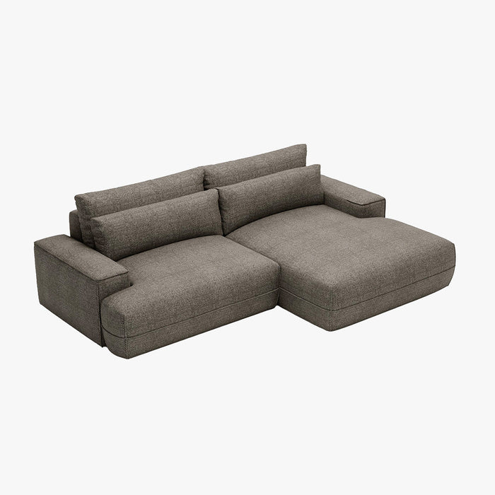 NOEMIA Canapé d'angle convertible avec coffre en tissu taupe - Angle droit