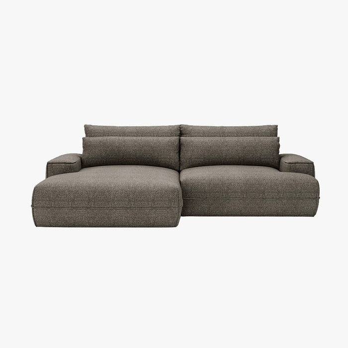 NOEMIA Canapé d'angle convertible avec coffre en tissu taupe - Angle gauche